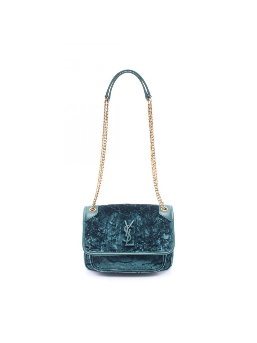 Saint Laurent Paris Shoulder Bag Niki Baby Blue Green Fabric